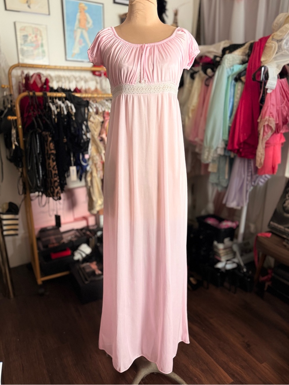 Vintage Soft Pink Empire Waist Nightgown